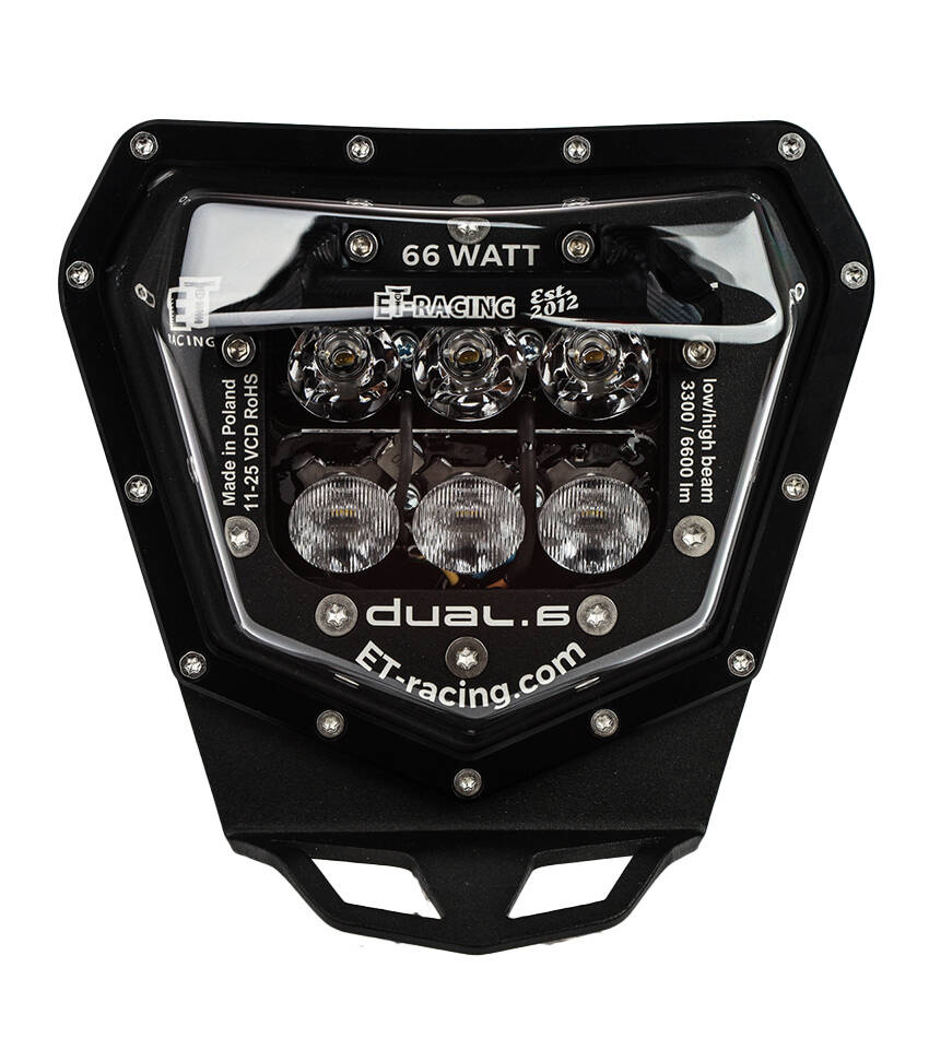 LED lamp Headlight Dual.6 KTM 150-500cc 2014-2023 EXC TPI/ EXC-F/XC/XC-F 690E/SMC-R 2019-2025 only FUEL INJECTION engine BLACK