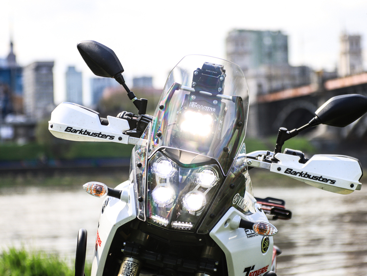 LED lamp Headlight Dual.6 YAMAHA TENERE 700 + anti-vibration NAV mount platform (B&W meter, 2019-2022)