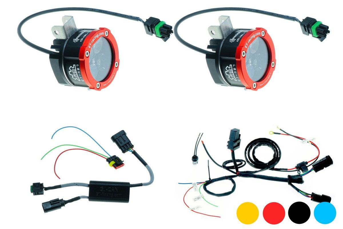 Set 2x Led Lamp Dual.4 with BMW halogen mount + GJ-CAN Driver for BMW