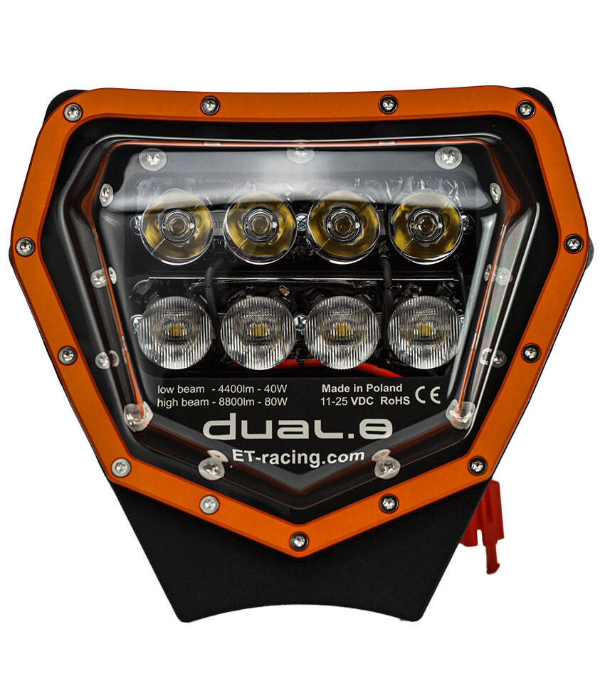 LED lamp Headlight Dual.8 KTM 150-500cc 2024 up TBI/ EXC-F/XC/XC-F only FUEL INJECTION engine ORANGE